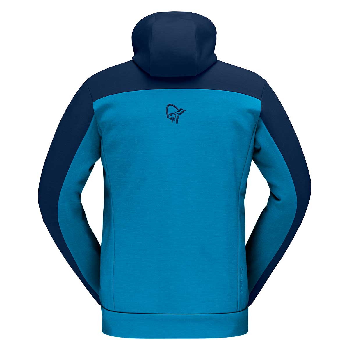 Norrona Falketind Warm Wool 2 Stretch Zip Hooded Jacket Men's in Hawaiian Surf and Indigo Night